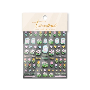 Tomoni ultra-thin nail art stickers featuring colorful tulips, butterflies and stars