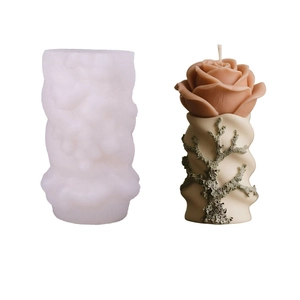 3D Rosen-Säule Silikonform mit strukturierter Basis für DIY Duftkerzen Basteln