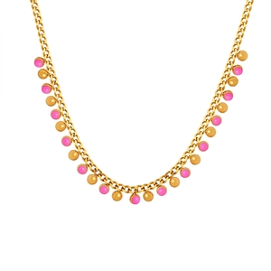 Titanium Steel Multicolored Enamel Bead Pendant Necklace For Women Minimalist Adjustable Clavicle Chain Fashion Jewelry
