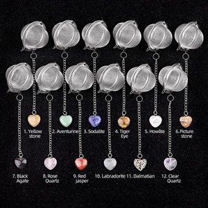 Collection of 12 heart-shaped natural stone tea infusers in 304 stainless steel mesh