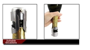 Detail showing the leak-proof vacuum seal performance of the stainless steel wine stopper