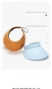 Détails de visières soleil bleu clair et gingembre UPF50+ avec design ouvert respirant