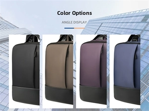 Detailed comparison of laptop bags in black, brown, purple, and blue waterproof fabric