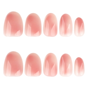 Minimalist gradient pink round press-on nails set with glossy gel finish 10pcs