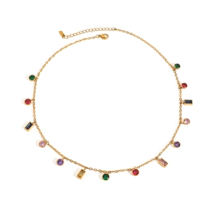Collana Con Ciondolo In Cristallo Multicolore Placcato Oro 18K Acciaio Inossidabile Impermeabile Ipoallergenico Gioielli Per Donna