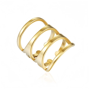 Anello In Acciaio Inossidabile Geometrico Per Donna Minimalista Multistrato Cavo Largo Moderno Design Gioielli