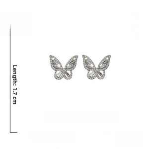 Détails de taille 1,7x2,0cm et poids 3,6g pour boucles d'oreilles papillon zircon
