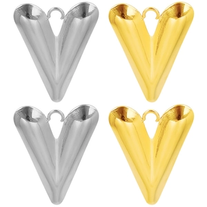 Heart Shaped V Pendant 304 Stainless Steel High Polished Glossy Charm For DIY Jewelry Making Elegant Modern Tone Accessory