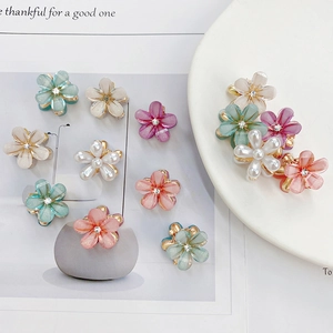 Mini pinces à cheveux fleurs avec strass et perles en diverses couleurs pastel