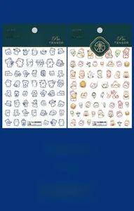 Détail des stickers ongles 3D ours d'été TS-723 et TS-724 avec motifs colorés en relief