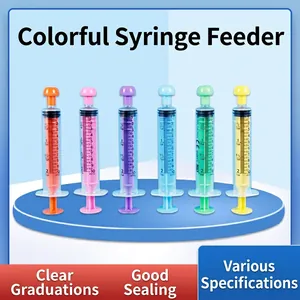 Disposable Syringe Feeder Plastic Oral Medicine Dispenser Graduated Scale For Pet Nursing Feeding Clear Tube Colorful Handle