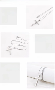 Collier croix en acier inoxydable 316L poli avec placage sous vide et finition miroir