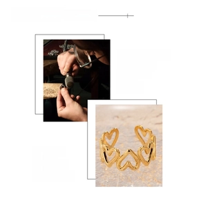 Detail of 18K gold plated hollow heart ring showing vacuum plating and hand polishing