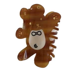 Pince à cheveux ours mignonne en acétate ambré avec un détail de nœud noir élégant