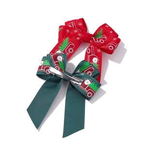 Barrettes à cheveux de Noël pour enfants avec motifs Père Noël et rubans festifs rouge et vert
