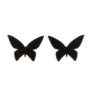 Boucles d'oreilles papillon noires minimalistes pour femmes en acier inoxydable