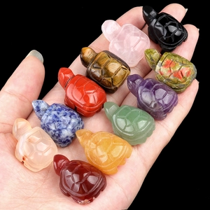 Mini Turtle Figurine Natural Crystal Gemstone Hand Carved Animal Sculpture Polished Pocket Stone Healing Meditation Desk Decor Ornament