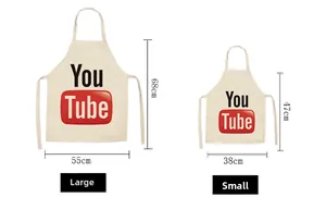 Size comparison for canvas aprons featuring large 68x55cm and small 47x38cm dimensions