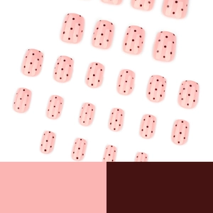 Pink and brown polka dot patterns on 24pcs short square press-on nails set