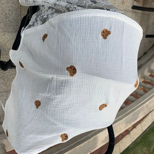 Breathable baby stroller sunshade and mosquito net with cute brown bear patterns