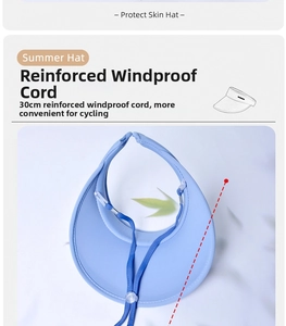 Detail of light blue sun visor with 30cm thickened windproof rope and adjustable buckle