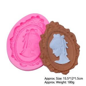 Pink silicone mold for European classical cameo relief sculpture cake decorating