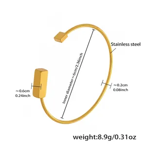 Detailed size chart of a 18k gold plated stainless steel hollow heart cuff bracelet