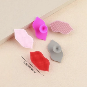 5-piece silicone lip exfoliating brush set with suction cups for deep cleansing