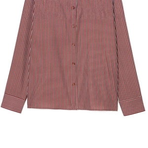 Classic red and white striped long sleeve shirt with a clean button-down design