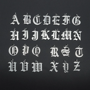 Gothic Letter Pendants Stainless Steel Old English Alphabet Charms For DIY Jewelry Making Hollow Out Design