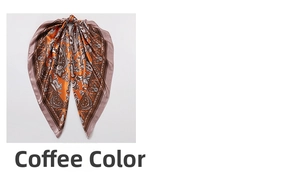 Detail of coffee brown paisley silk scarf featuring vintage satin floral patterns