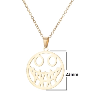 Vintage gold sunflower sweater chain with a 23mm hollow smiley face pendant necklace