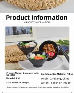 Detailed PVC Japanese udon noodle model featuring realistic shrimp and vegetable toppings