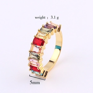 Detailed side view of rainbow crystal ring showing precise gemstone setting and 5mm width
