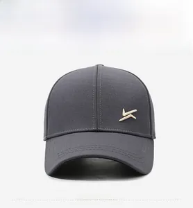 Front view of a dark grey thermal baseball cap featuring golden side embroidery detail