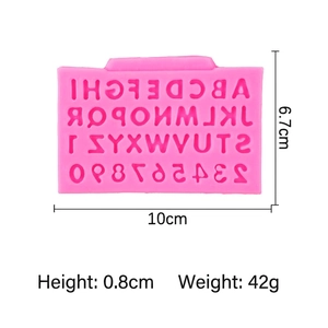 Pink silicone mold featuring uppercase letters and numbers for DIY cake fondant and chocolate