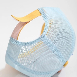 Kids breathable mesh baseball cap with adjustable yellow hook-and-loop strap