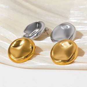 Orecchini a perno irregolari in acciaio inossidabile lucido color oro e argento