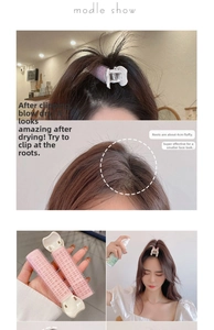 Dettaglio della clip volumizzante per radici che mostra l'effetto sollevamento di 4 cm