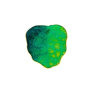 Tropical green lotus leaf brooch with gold edges and gradient enamel texture finish