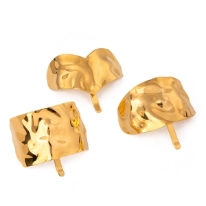 3-piece gold stainless steel hair pin set with irregular hammered metal texture finish
