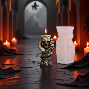 Gothic skull hand and snake candle silicone mold for DIY dark themed crafts
