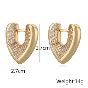 Vergoldete Herzohrringe mit Zirkonia Kristallen inklusive 2,7cm Größe und 14g Gewicht