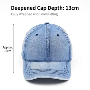 Classic light blue denim baseball cap for men and women with adjustable soft top and visor