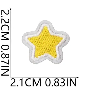 Close-up of yellow star embroidery patch with 2.2cm height and 2.1cm width measurements