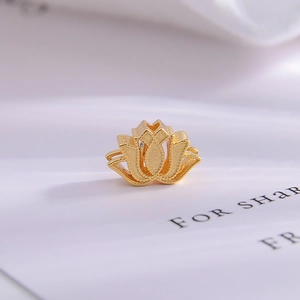 S925 sterling silver lotus bead in antique gold finish for DIY jewelry making