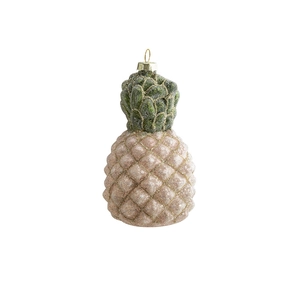 Pink and green pineapple Christmas ball ornament with gold glitter for tree decoration