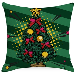 Christmas pillow cover with festive Santa tree design and colorful pop art patterns