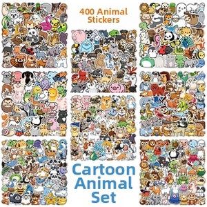 Collection of 400 pieces cute cartoon animal stickers in vibrant assorted styles