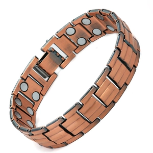 Antique copper magnetic bracelet for men with dragon pattern and double row magnets